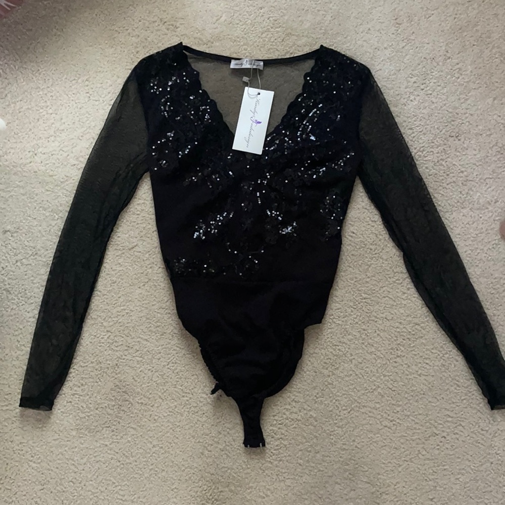 Black Sequin Bodysuit *from Italy*